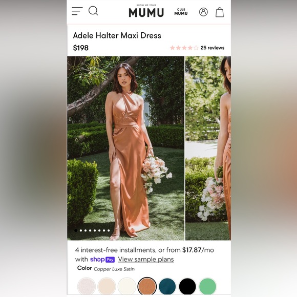 Show Me Your Mumu Adele Halter Maxi Dress Copper Satin Luxe - Picture 1 of 3